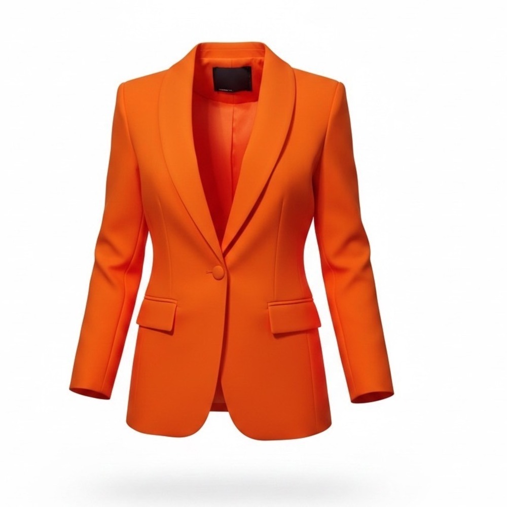 Zara Women Orange Shawl Lapel Blazer Single Button Tailored Jacket XL